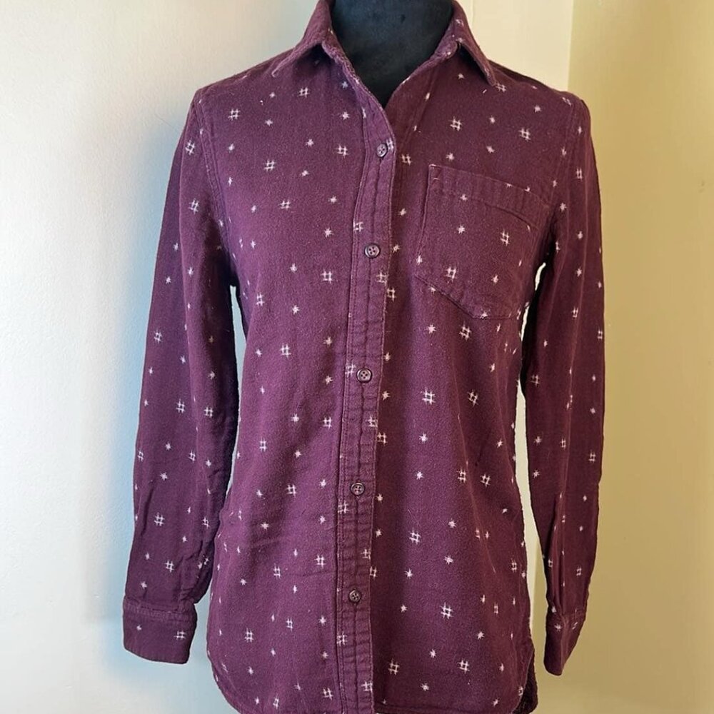 Madewell Burgundy Flannel XXS Top Warm Cozy Casual Hipster Stylish Rodeo Lagenlo